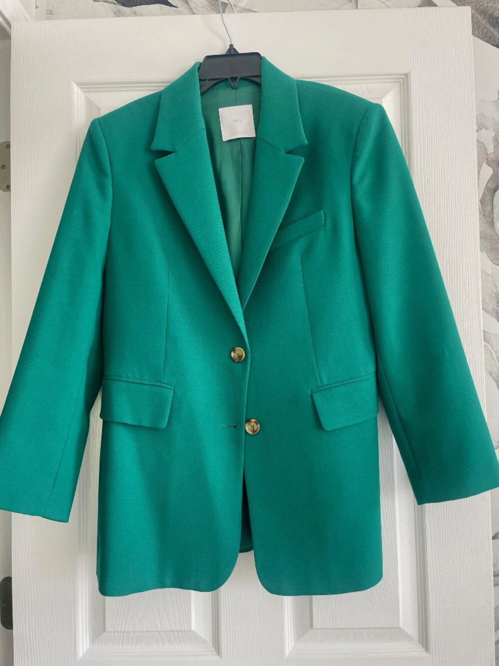 Mango Emerald Green Single-Breasted Blazer